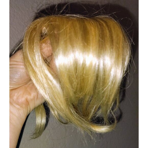 NIB 100% Human Hair Topper Blonde W/ Bangs Clip Women Hair Pieces Barbie - Picture 7 of 7